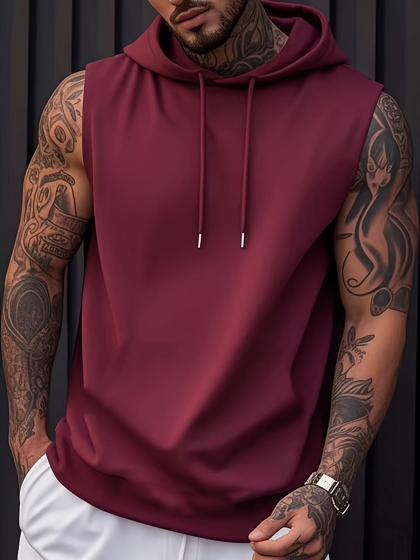 Chaleco sin mangas con capucha para hombre