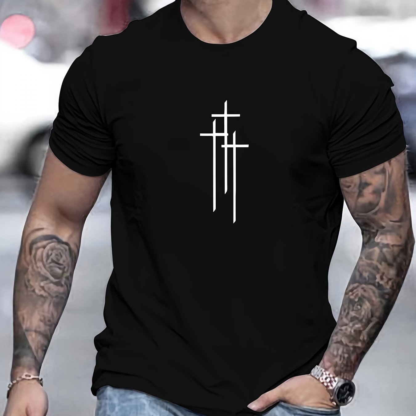 Camiseta básica de cuello redondo