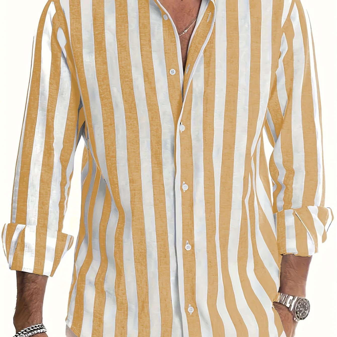 Camisa de manga larga a rayas para hombre
