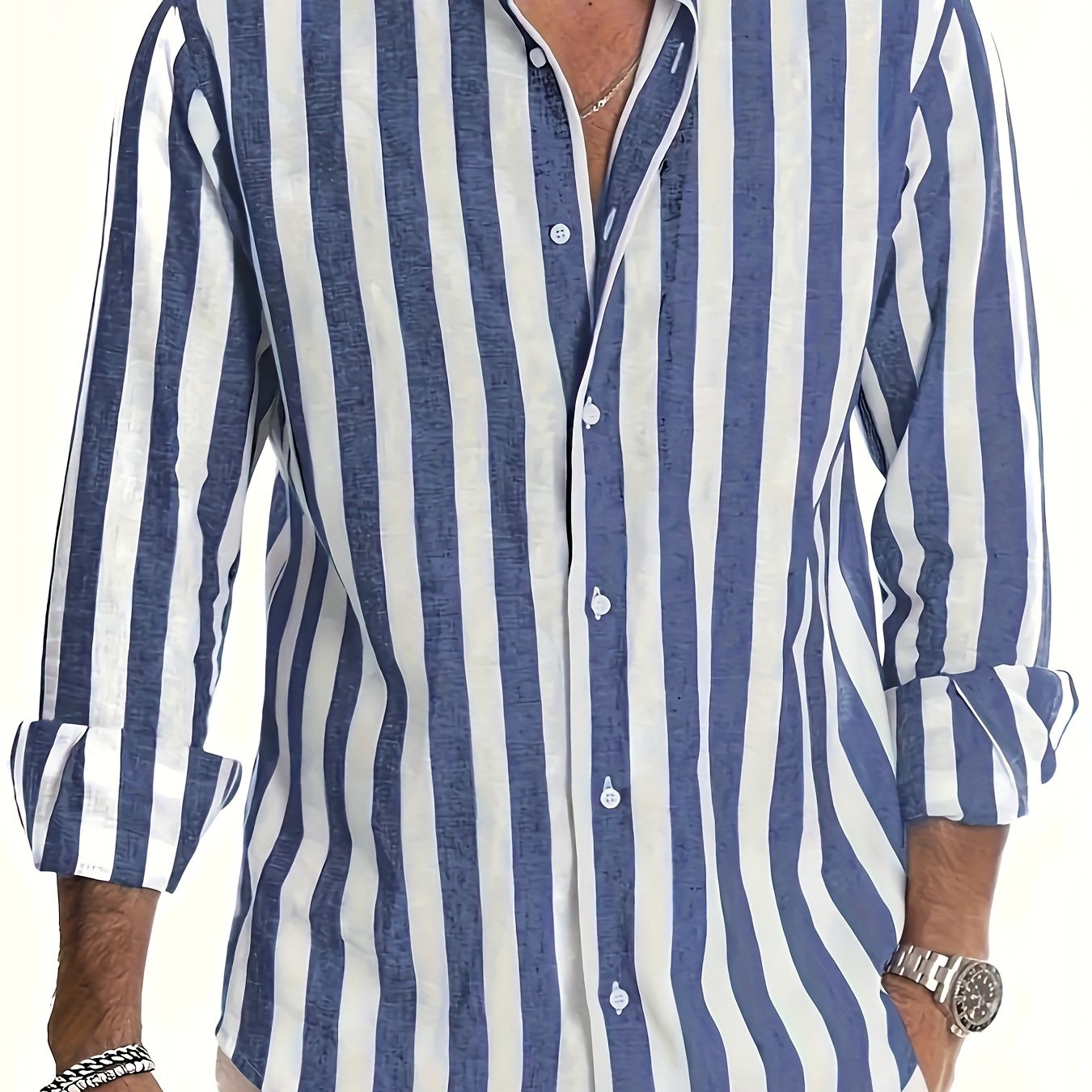 Camisa de manga larga a rayas para hombre