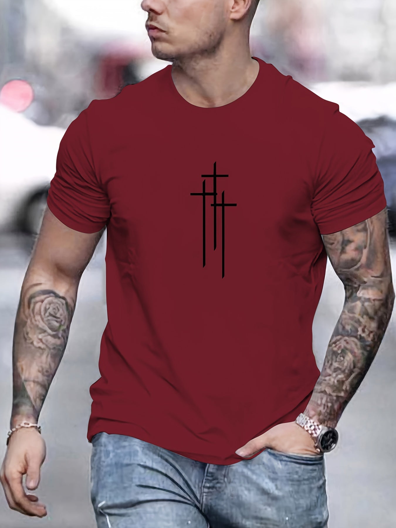 Camiseta básica de cuello redondo