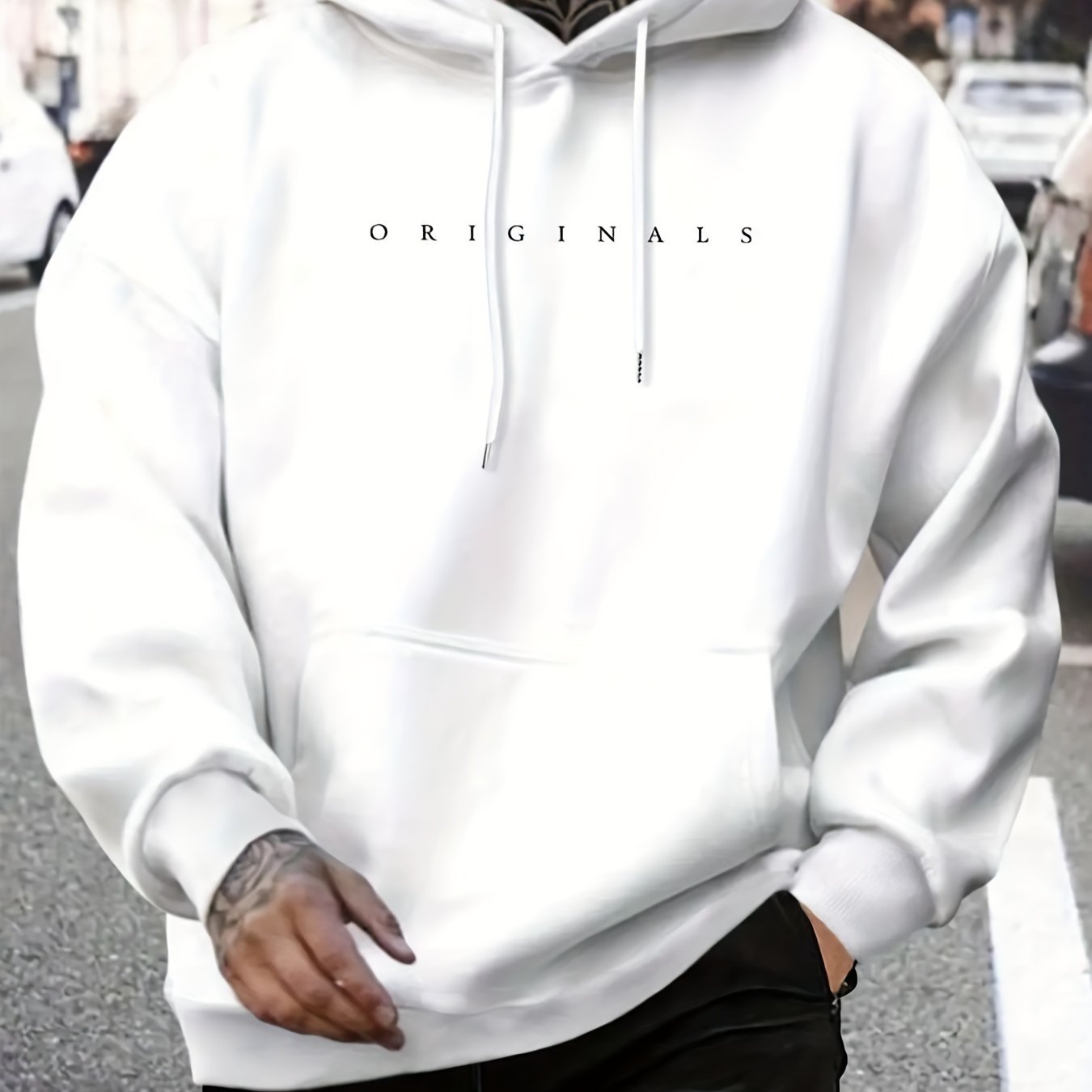 Sudadera blanca con capucha Essential para hombre