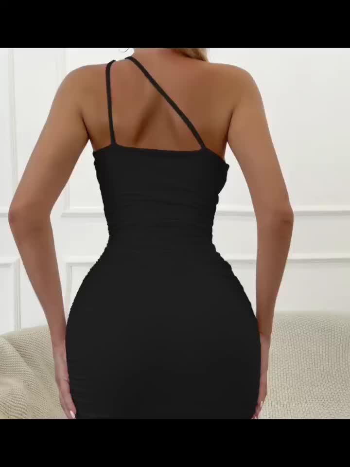 Minivestido sexy con abertura, realce de pecho, moldeadora