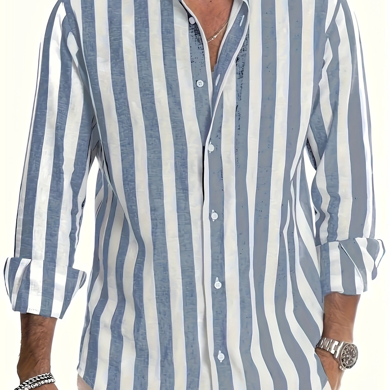 Camisa de manga larga a rayas para hombre