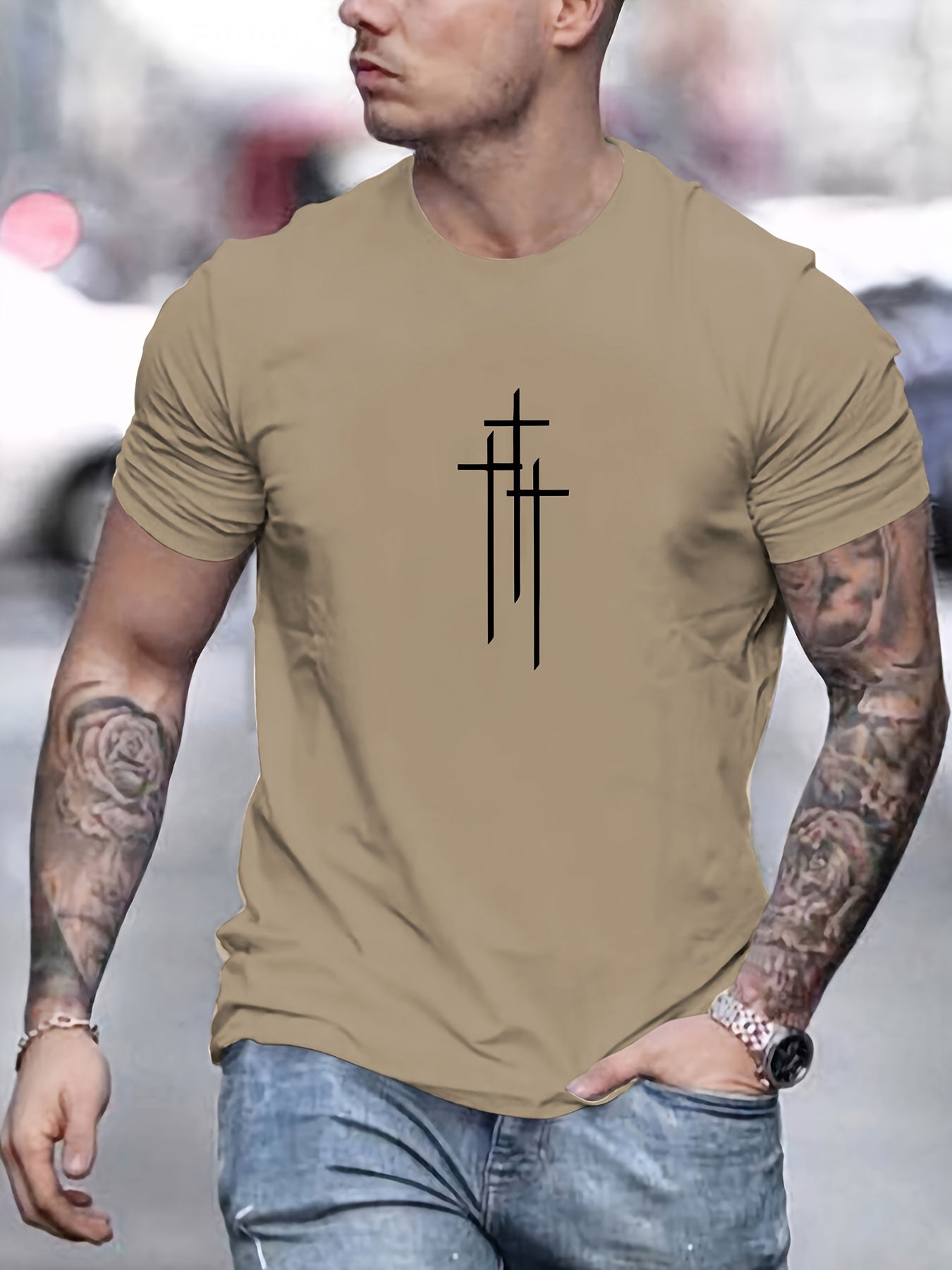 Camiseta básica de cuello redondo