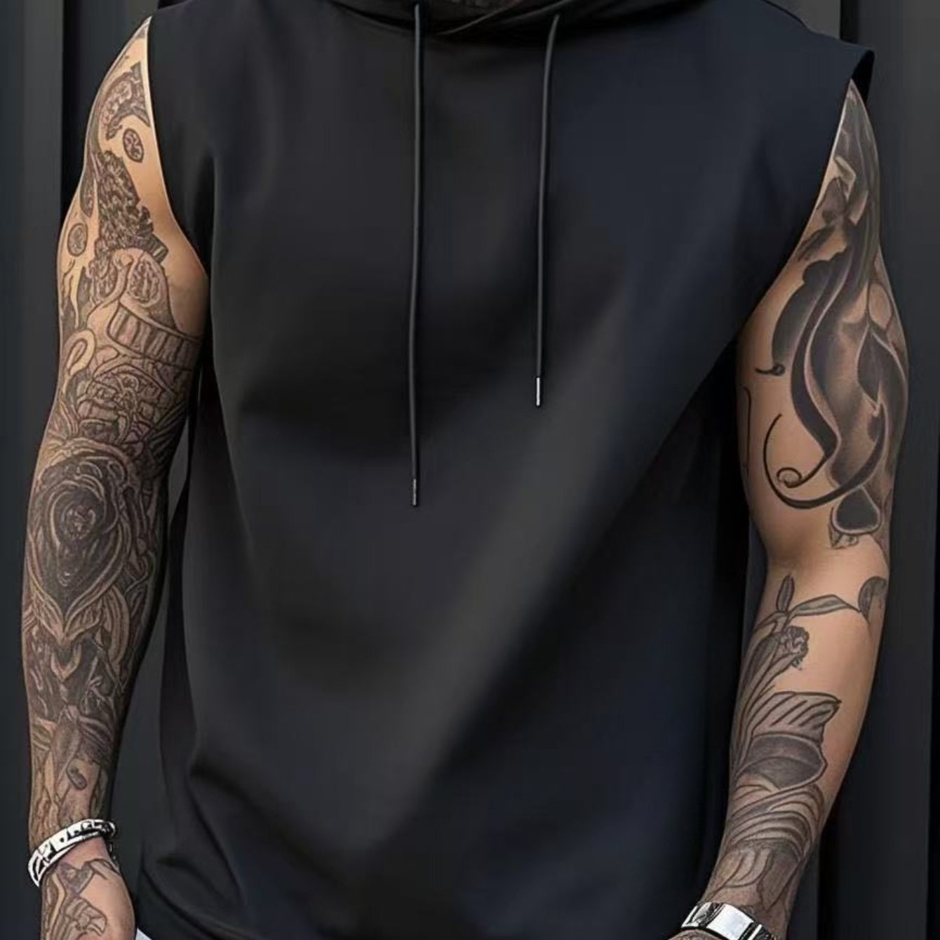 Chaleco sin mangas con capucha para hombre