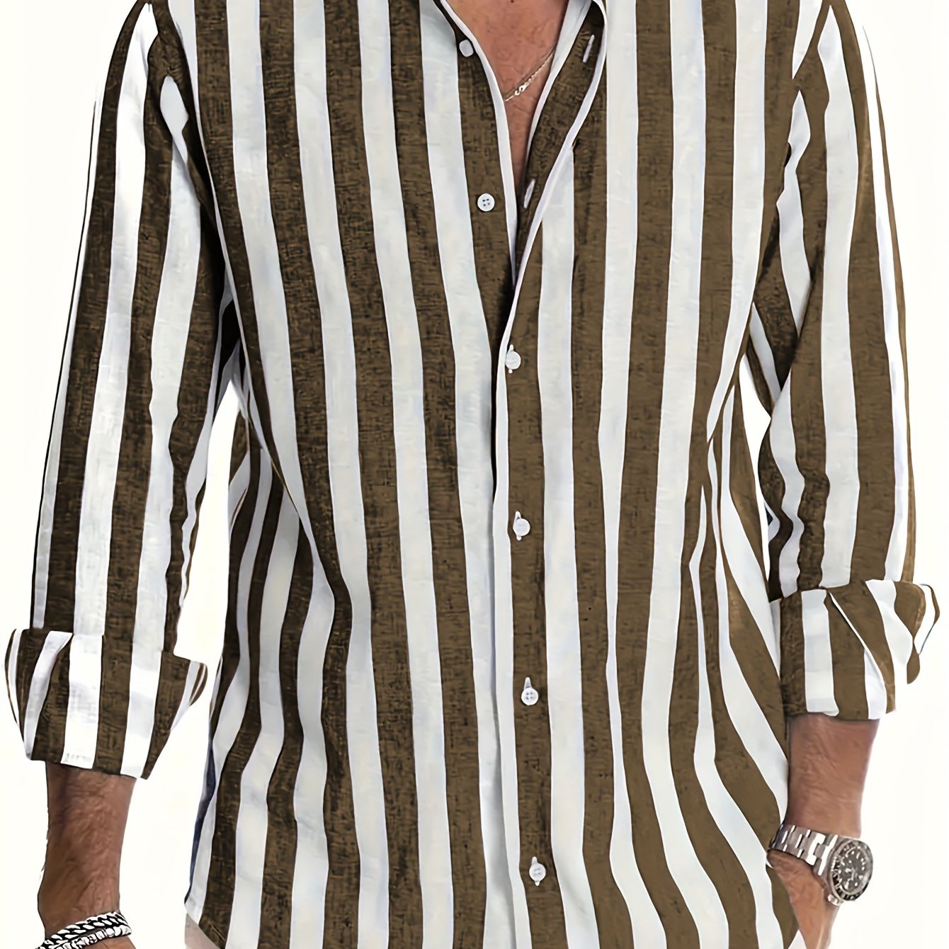 Camisa de manga larga a rayas para hombre