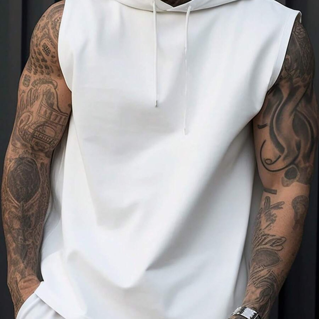 Chaleco sin mangas con capucha para hombre