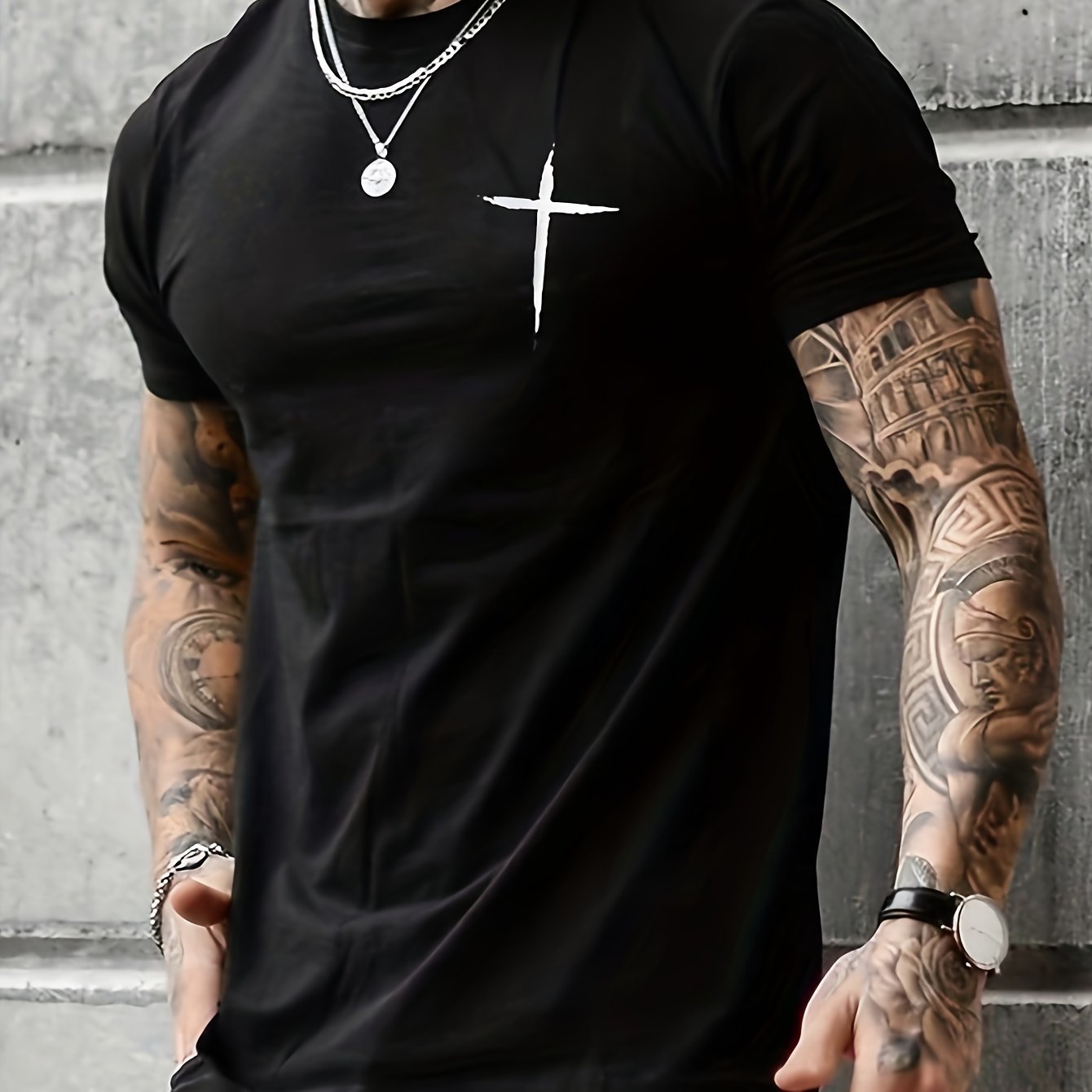 Camiseta con Estampado de Cruz