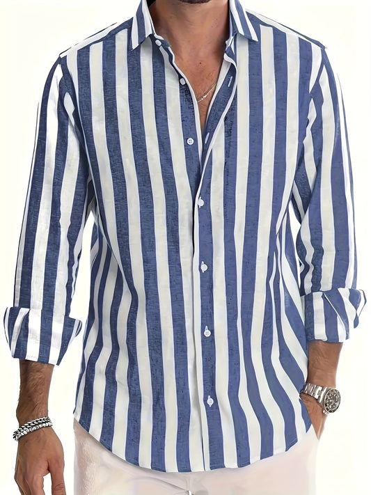 Camisa de manga larga a rayas para hombre