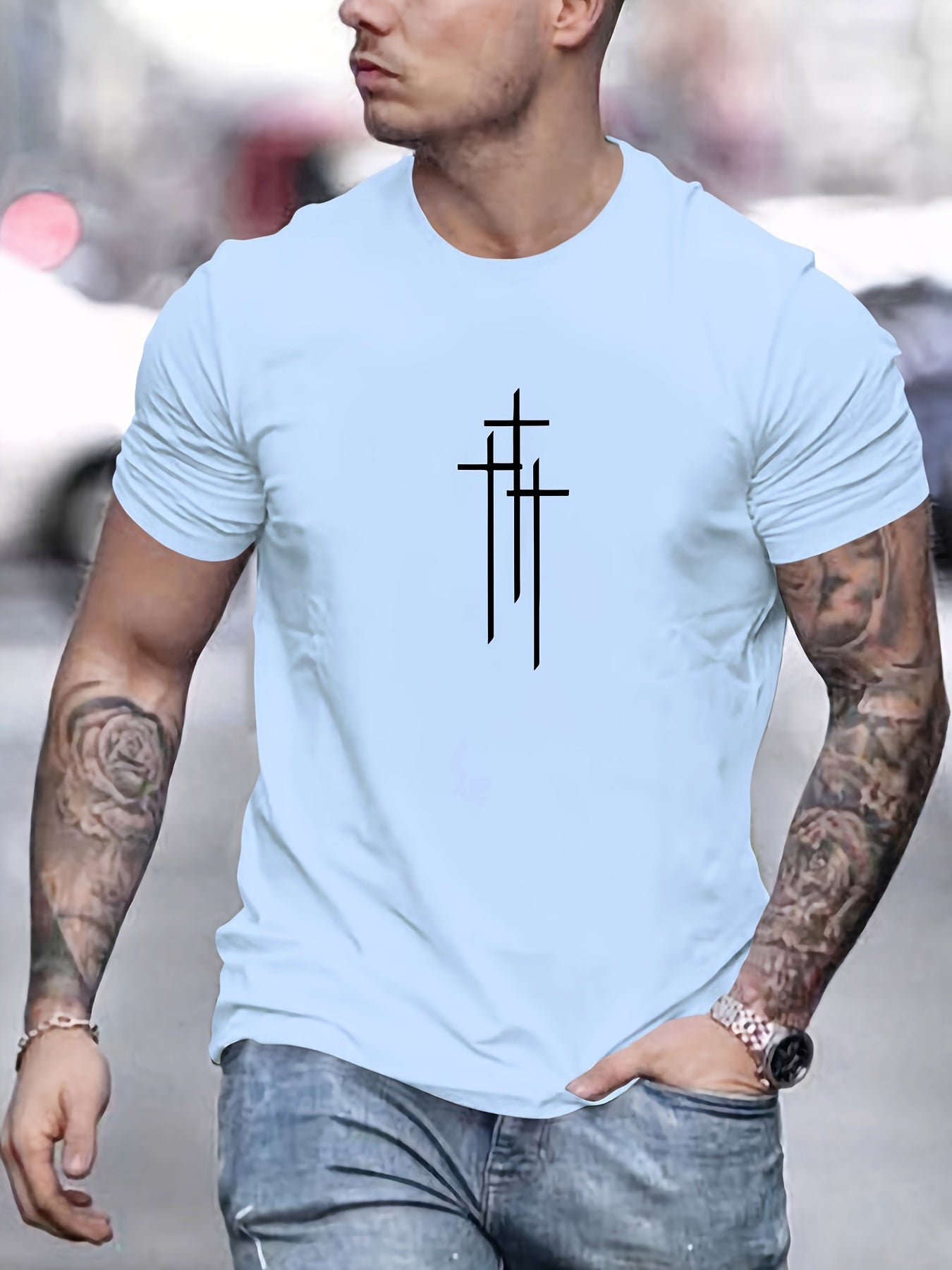 Camiseta básica de cuello redondo