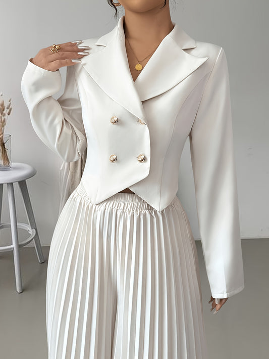 Conjunto elegante de 2 piezas Top cruzado y pantalón plisado, ideal para ir al trabajo.