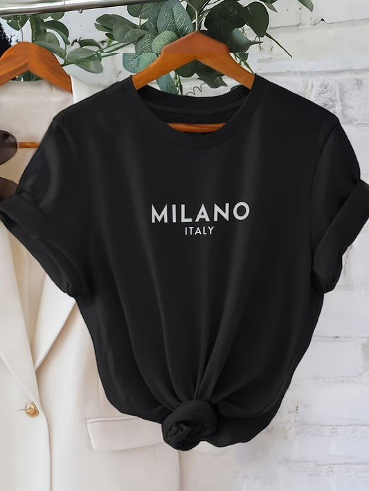 Camiseta con estampado de letras Milano Italy