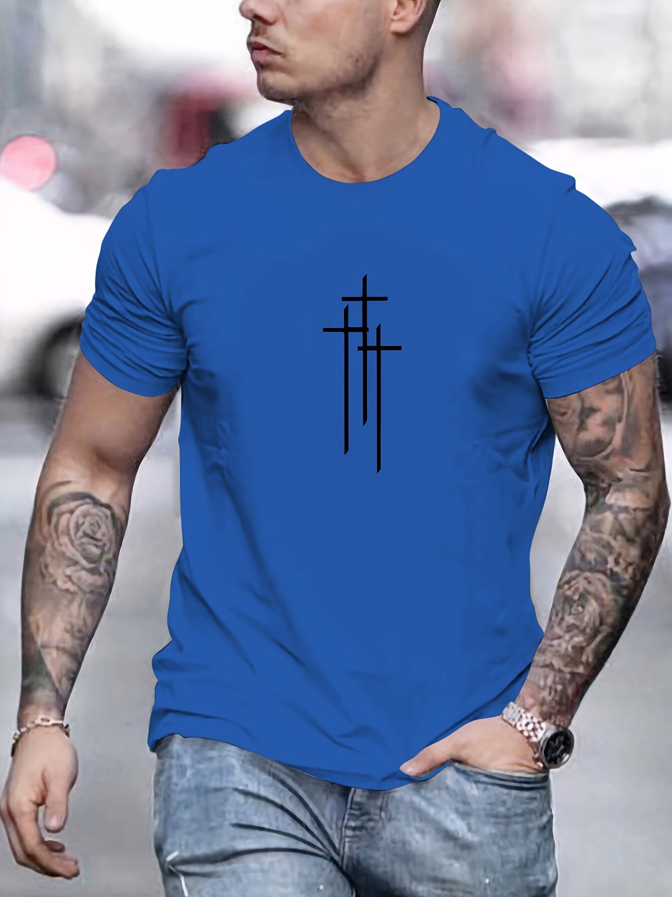 Camiseta básica de cuello redondo