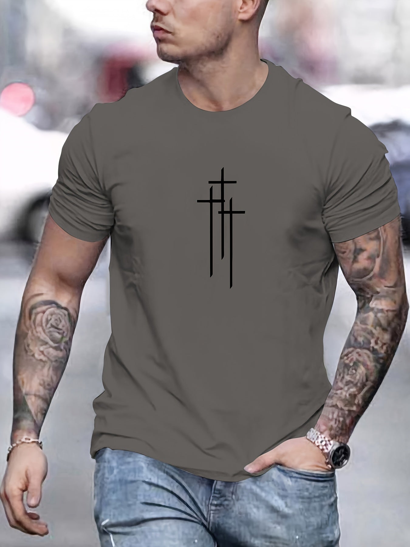 Camiseta básica de cuello redondo
