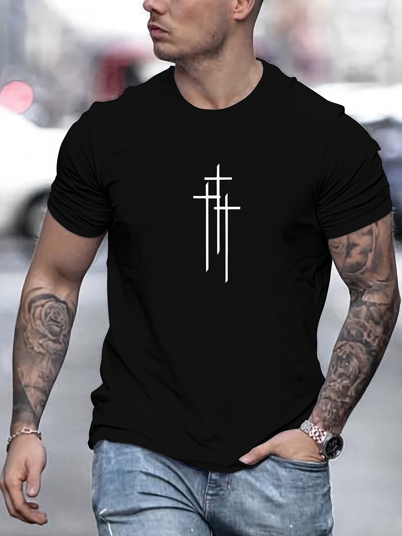 Camiseta básica de cuello redondo