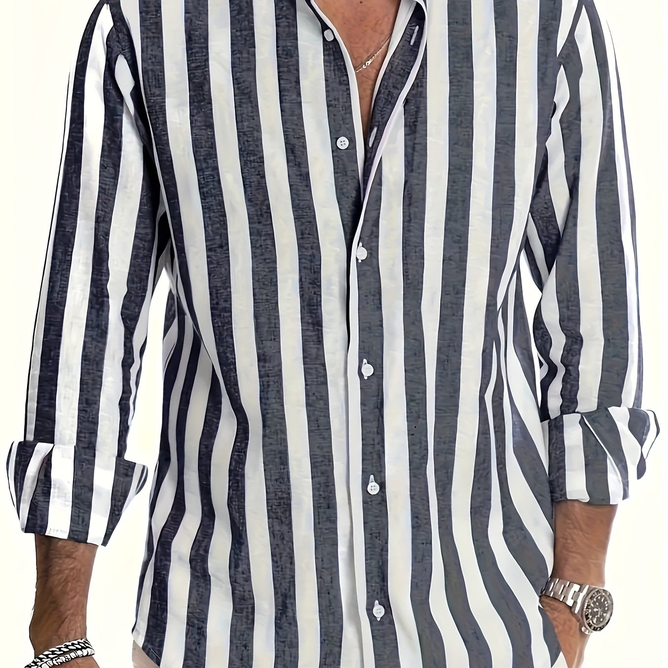 Camisa de manga larga a rayas para hombre