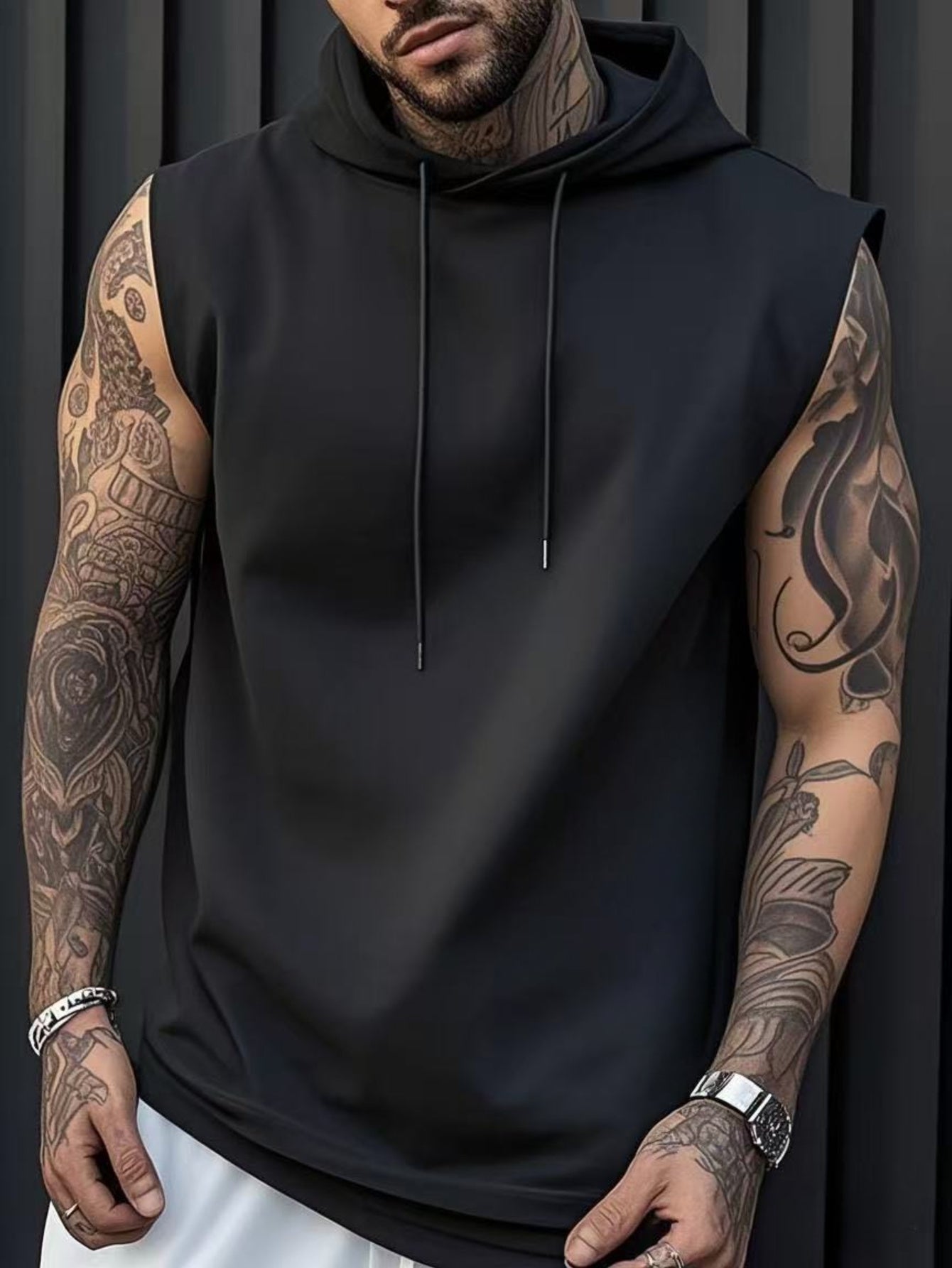Chaleco sin mangas con capucha para hombre