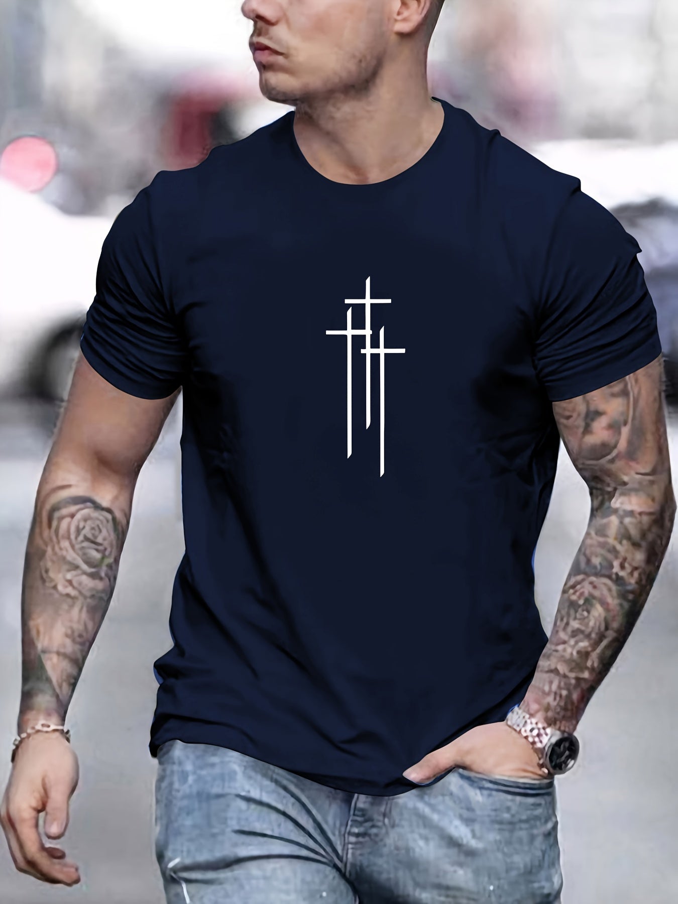 Camiseta básica de cuello redondo