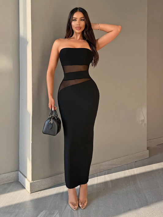 Elegante Vestido negro con hombros descubiertos