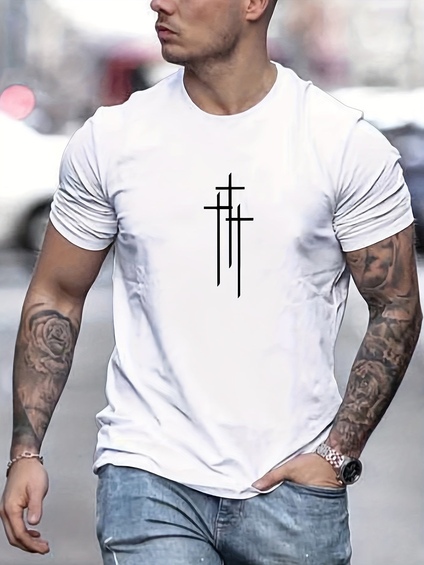 Camiseta básica de cuello redondo