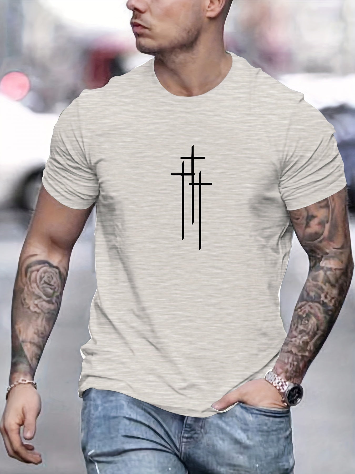 Camiseta básica de cuello redondo
